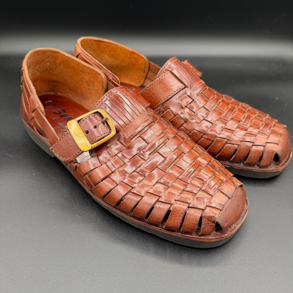 Sunsteps Mens 7.5 Hand Woven Leather Huarache Sandals Buckle Strap Shoes